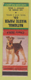 Matchbook Cover - National Waste Paper rags iron metal Detroit MI Terrier