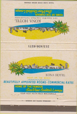 Matchbook Cover - Kona Hotel Long Beach CA 40 Strike