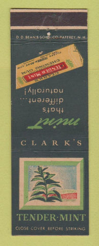 Matchbook Cover - Clark's Tender Mint Chewing Gum DD Bean