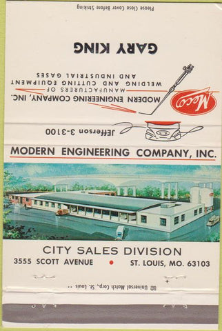 Matchbook Cover - Modern Engineering St Louis MO Gary King 40 Strike