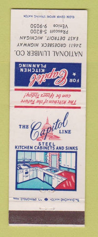 Matchbook Cover - Capitol Line Kitchens East Detroit MI National Lumber