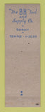 Matchbook Cover - BH Tool and Supply Detroit MI