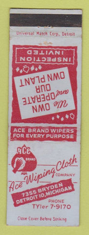 Matchbook Cover - Ace Wiping Cloth Company Detroit MI