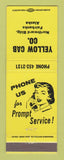 Matchbook Cover - Yellow Cab Taxi Fairbanks AK