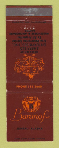 Matchbook Cover - Baranof Juneau AK Whitehorse Anchorage