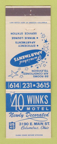 Matchbook Cover - 40 Winks Motel Columbus OH