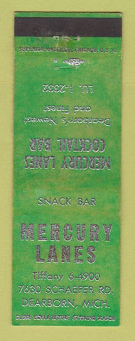 Matchbook Cover - Mercury Lanes Bowling Dearborn MI