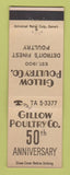 Matchbook Cover - Gillow Poultry Detroit MI WORN