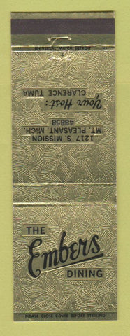 Matchbook Cover - Embers Restaurant Mount Pleasant MI
