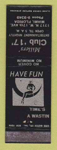 Matchbook Cover - Millers' Club 17 Miami FL girlie WEAR
