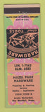 Matchbook Cover - Hazel Park Hardware MI