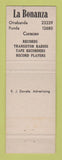 Matchbook Cover - La Bonanza Music Instuments Curacao records lps