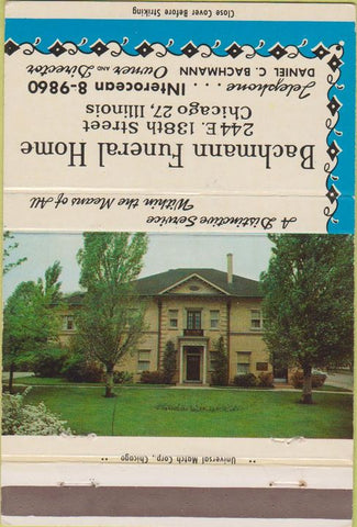 Matchbook Cover - Bachmann Funeral Home Chicago IL 40 Strike