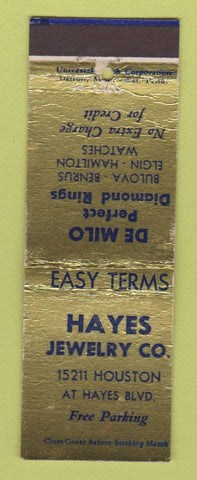 Matchbook Cover - Hayes Jewelry Detroit MI Bulova Benrus Elgin Watches WEAR