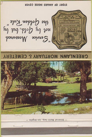Matchbook Cover - Greenlawn Mortuary Cemetery Bakersfield CA 40 Strike