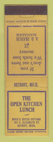 Matchbook Cover - Open Kitchen Detroit MI