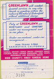 Matchbook Cover - Greenlawn Mortuary Cemetery Bakersfield CA 40 Strike