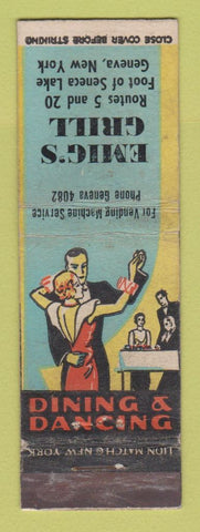 Matchbook Cover - Emig's Grill Geneva NY WORN