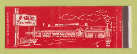 Matchbook Cover - McGrath's Restaurant Plymouth MA