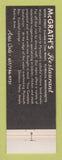 Matchbook Cover - McGrath's Restaurant Plymouth MA