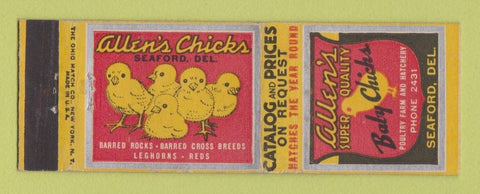 Matchbook Cover - Allen's Baby Chicks Chicks Seaford DE