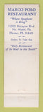Matchbook Cover - Marco Polo Italian Restaurant North Miami FL