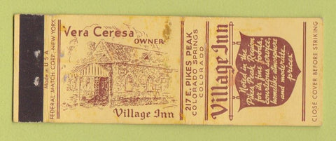 Matchbook Cover - Village Inn Colorado Springs Vera Ceresa WEAR