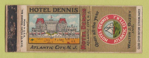 Matchbook Cover - Hotel Dennis Alantic City NJ WORN