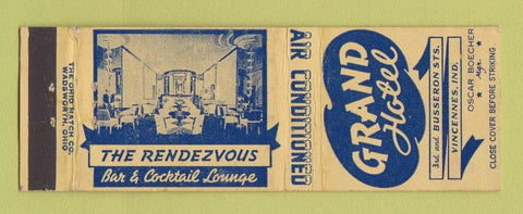 Matchbook Cover - Grand Hotel Vincennes IN
