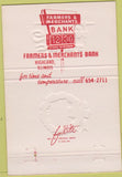 Matchbook Cover - Farmer's Merchants Bank Highland IL 40 Strike
