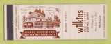 Matchbook Cover - Wilkins Restaurant Orchard Lake MI