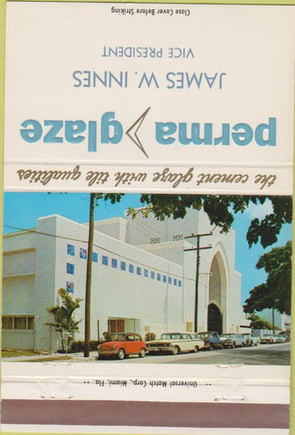 Matchbook Cover - Perma Glaze Popell Miami FL James Innes 40 Strike