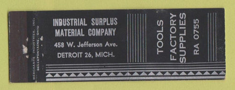 Matchbook Cover - Tools Factory Supplies Detroit MI