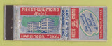 Matchbook Cover - Reese Wil Mond Hotel Harlingen TX WEAR
