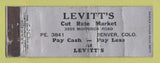 Matchbook Cover - Levitt's Cut Rate Market Denver Colorado WORN Full Length