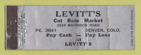 Matchbook Cover - Levitt's Cut Rate Market Denver Colorado WORN Full Length