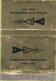 Matchbook Cover - Atwood Grove Construction Fresno CA 40 Strike