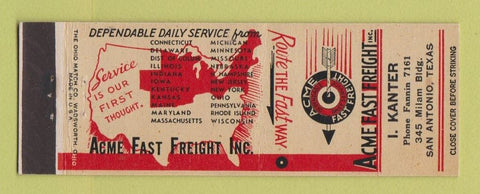 Matchbook Cover - Acme Fast Freight Trucking I Kanter San Antonio TX
