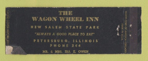 Matchbook Cover - Wagon Wheel Inn Petersburg IL POOR Full Length