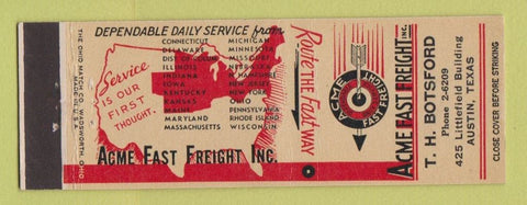 Matchbook Cover - Acme Fast Freight Trucking Austin TX