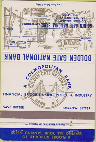 Matchbook Cover - Golden Gate National Bank San Francisco CA 40 Strike