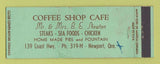 Matchbook Cover - Coffee Shop Cafe Newport OR WORN Full Length