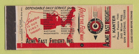Matchbook Cover - Acme Fast Freight trucking San Antonio TX I Kanter