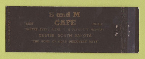 Matchbook Cover - S&M Cafe Custer SD Full Length