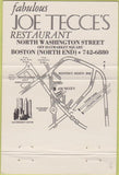 Matchbook Cover - Joe Tecce's Restaurant Boston MA  40 Strike