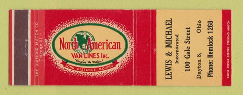 Matchbook Cover - North american Van Lines Trucking Lewis & Michael Dayton OH