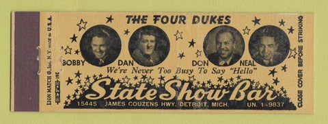 Matchbook Cover - State Show Bar Detroit MI Full Length
