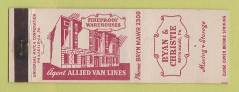Matchbook Cover - Ryan and Christie Trucking Allied Van Lines Bryn Mawr PA