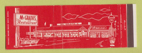 Matchbook Cover - McGrath's Restaurant Plymouth MA