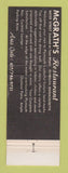 Matchbook Cover - McGrath's Restaurant Plymouth MA